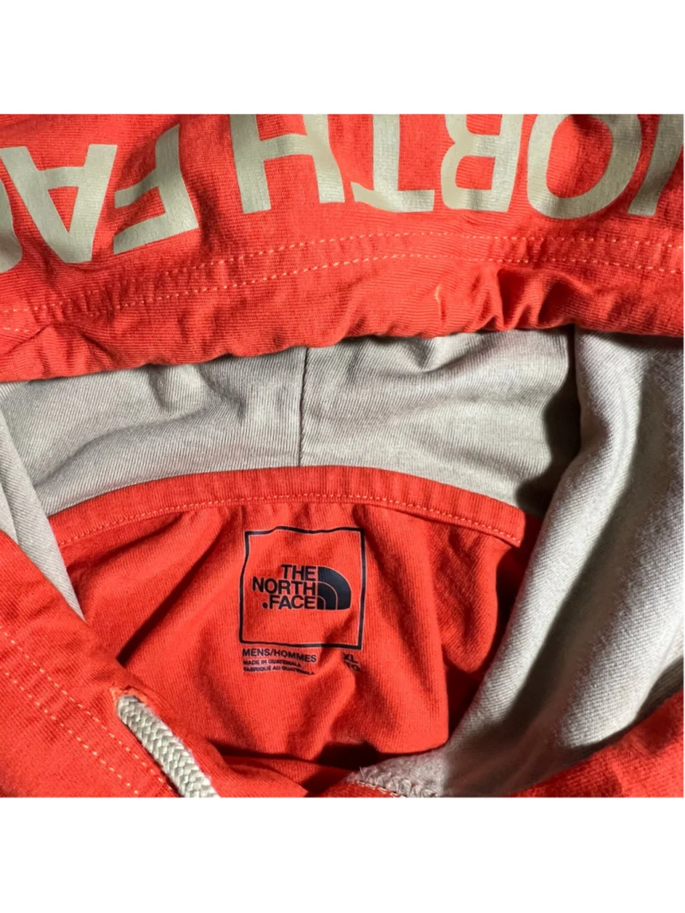 Men's The North Face Hoodie XL Orange Beige Colorblock Pullover